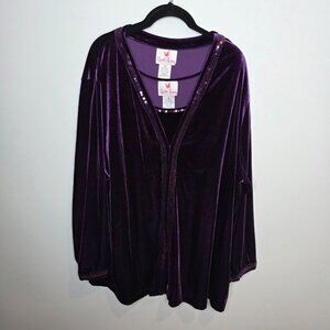 Quacker Factory 2 PC Tank Cardigan Set Womens 3X